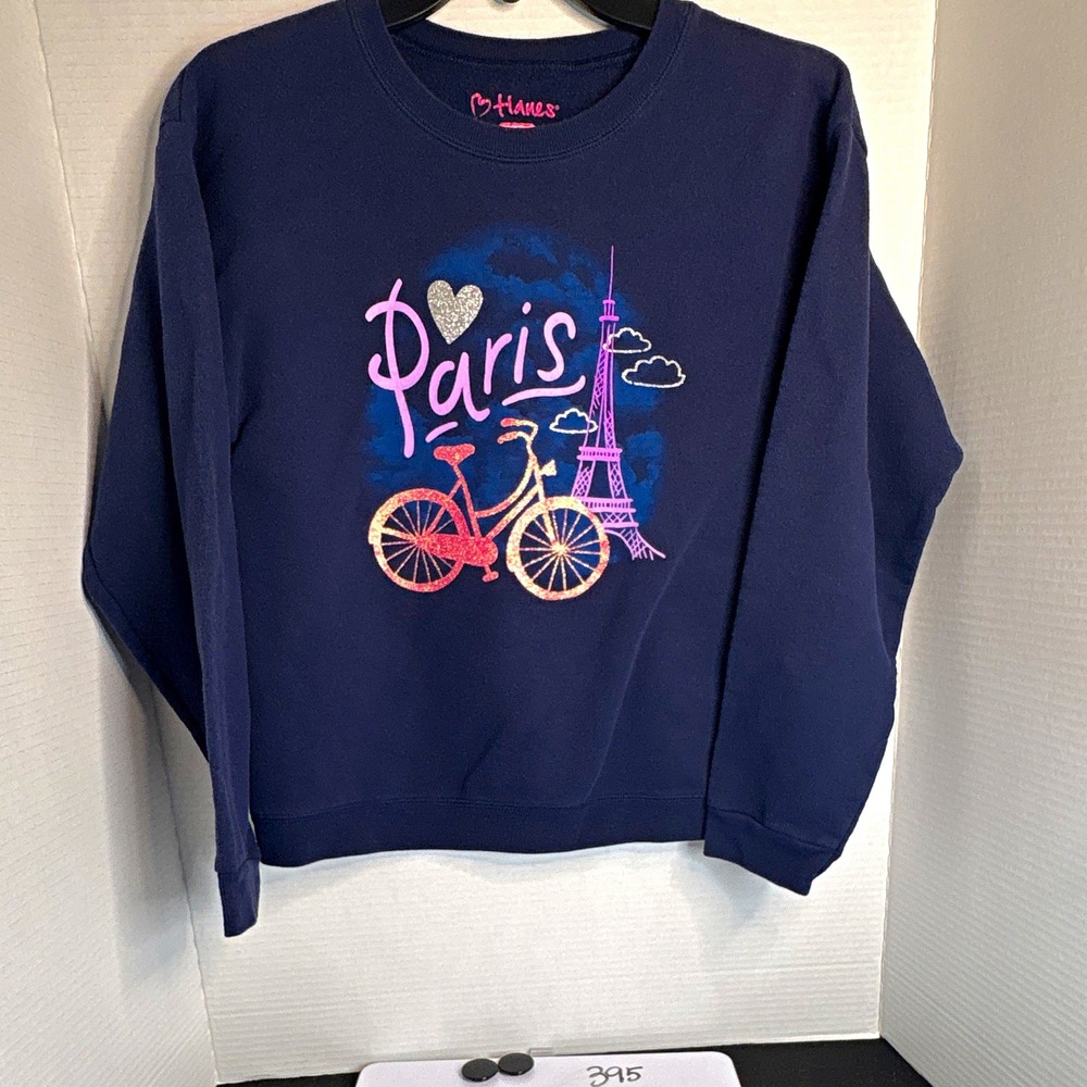 Hanes ComfortBlend Women's XL Navy Paris Eiffel Tower Crewneck Sweatshirt